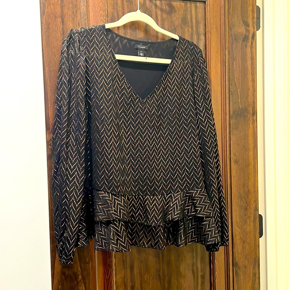 Copper and black blouse